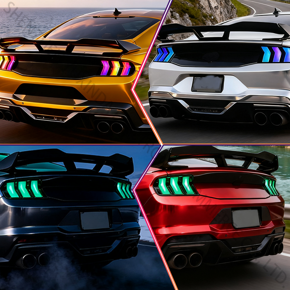 For Ford Mustang 2024-2025 model RGB taillights (smoke black lamp cover + RGB light source)