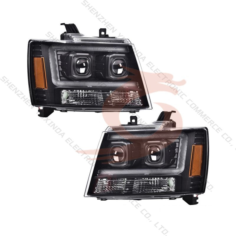 LED Headlight for Chevrolet Tahoe Avalanche Suburban 1500 2500 2007-2014 Turn Signal Headlamp Black Housing 07-14