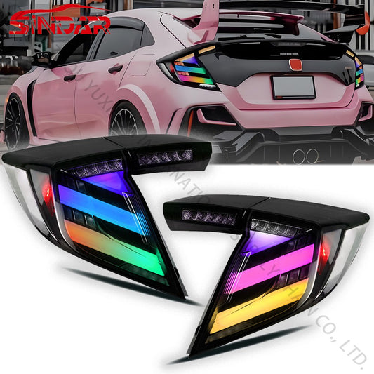 SINDAR Auto RGB Taillights for Honda Civic 2016-2021 10th Gen Hatchback New Design Car LED Lamp Parts 16-21