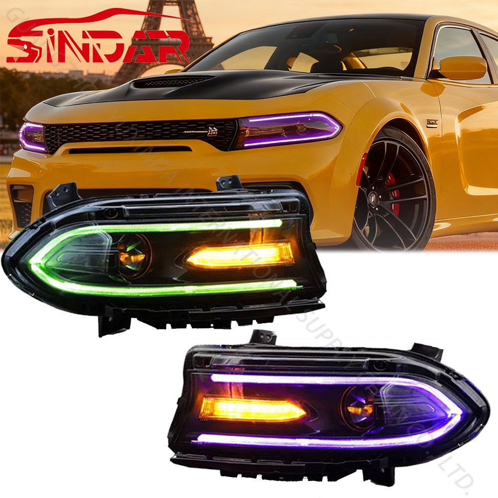 SINDAR Auto RGB Headlight Assembly Modified LED Head Lamp for Dodge Charger 2015-2021 7th Gen Wholesale