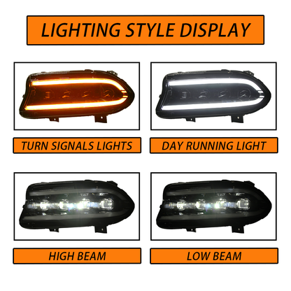 SINDAR RGB Animated Headlight Assembly Modified LED DRL for Dodge Charger SRT HellCat 2015-2021 Facelift 7th Gen 15-21 Wholesale
