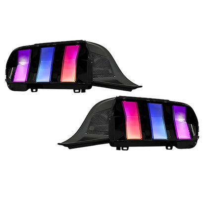 For Ford Mustang 2024-2025 model RGB taillights (smoke black lamp cover + RGB light source)