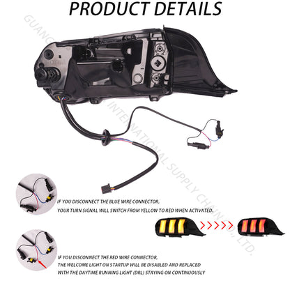 For Ford Mustang 2024-2025 model RGB taillights (smoke black lamp cover + RGB light source)