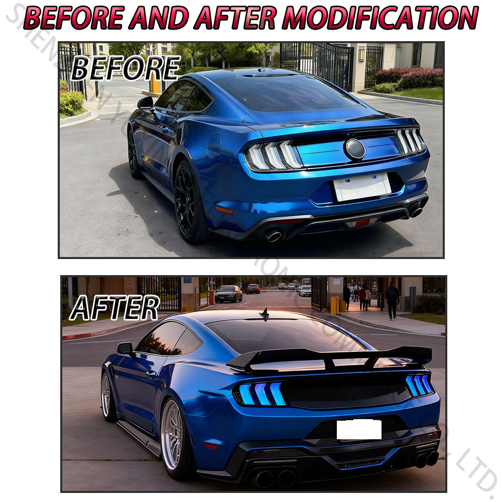 For Ford Mustang 2024-2025 model RGB taillights (smoke black lamp cover + RGB light source)