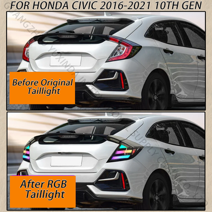 SINDAR Auto RGB Taillights for Honda Civic 2016-2021 10th Gen Hatchback New Design Car LED Lamp Parts 16-21