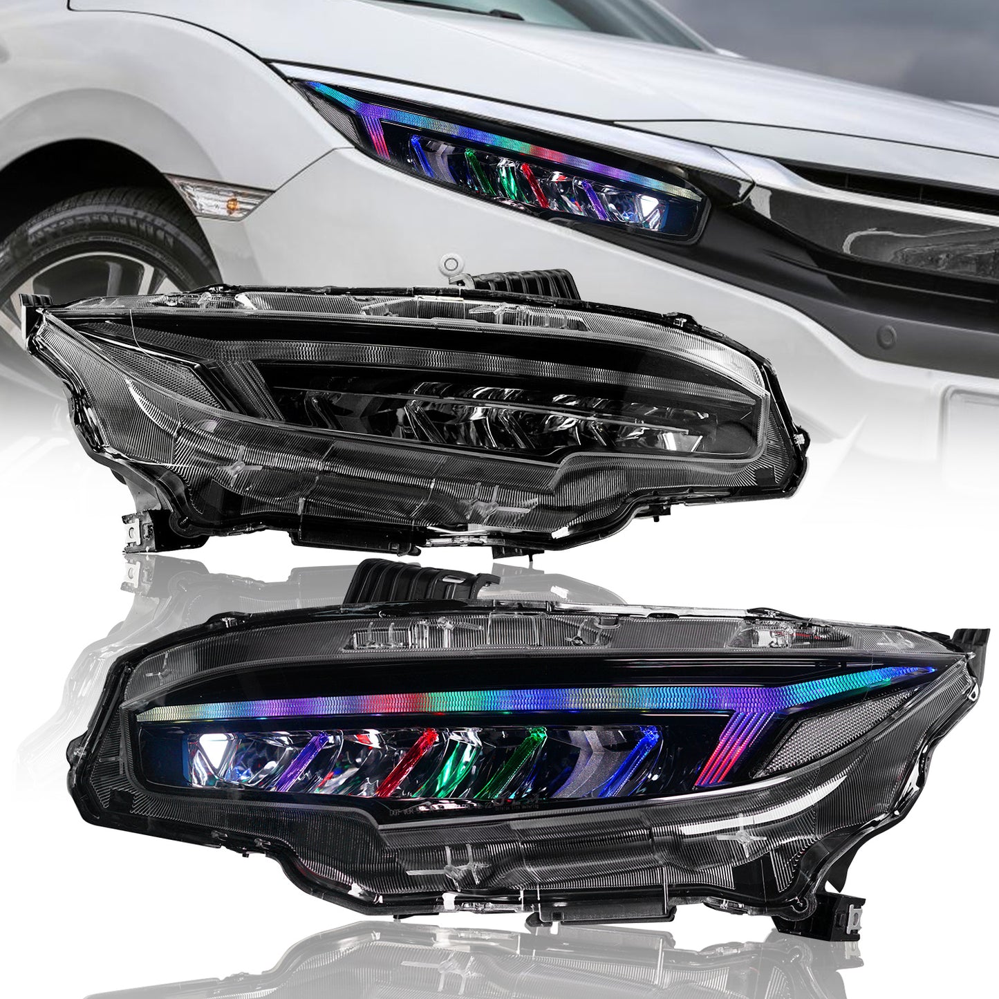 SINDAR Auto New RGB Animated LED Headlight Head Lamp for Honda Civic ten Gen Civic X 2016-2020