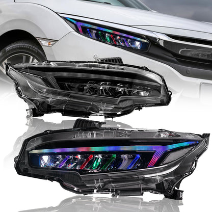 SINDAR Auto New RGB Animated LED Headlight Head Lamp for Honda Civic ten Gen Civic X 2016-2020