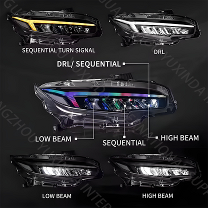 SINDAR Auto New RGB Animated LED Headlight Head Lamp for Honda Civic ten Gen Civic X 2016-2020