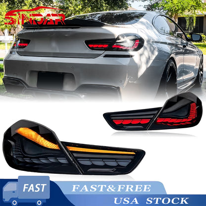 Sidnar Auto Taillight for BMW 6 Series F06 F12 F13 2010-2017 Modified LED Dragon Scale Water Turn Signal Taillights Assembly