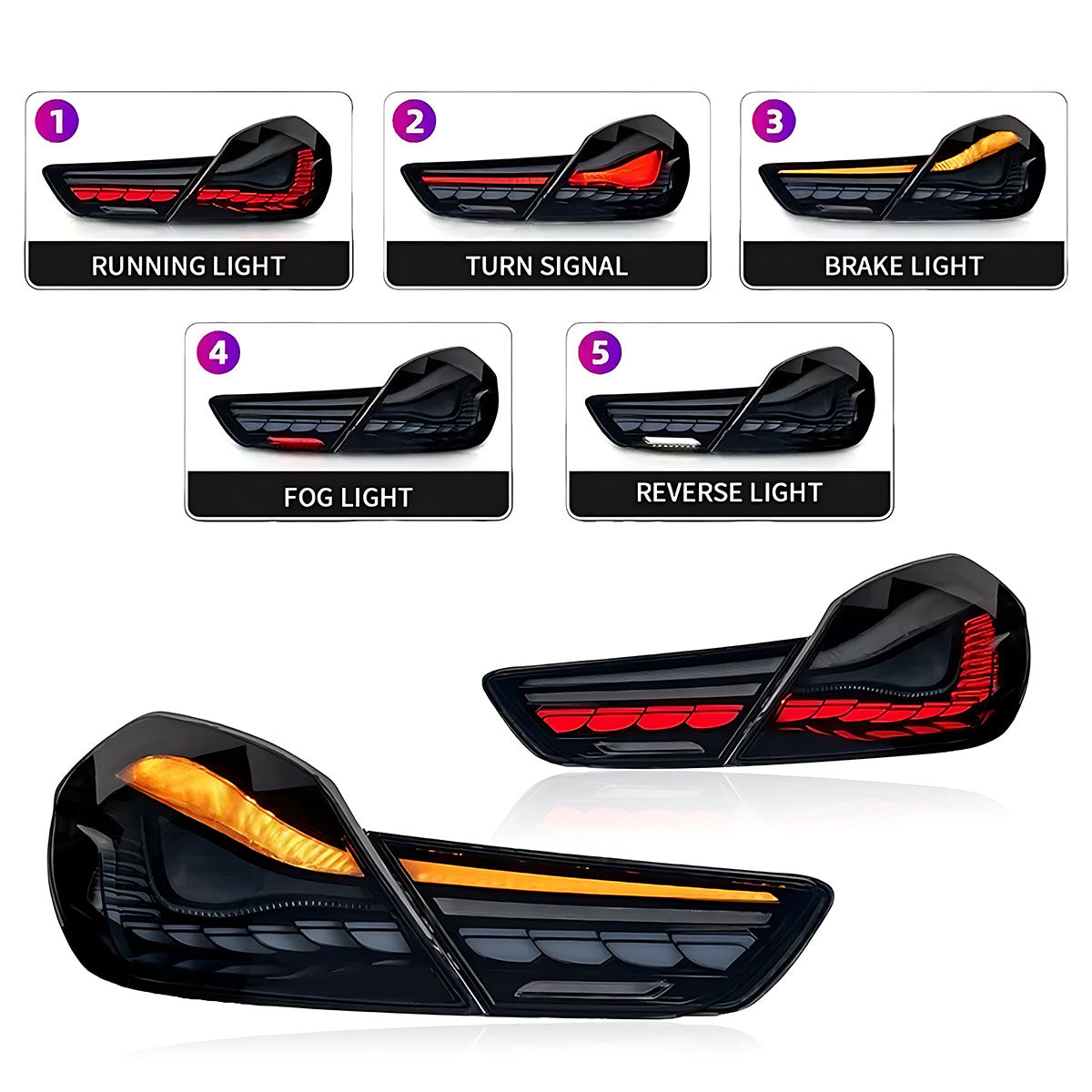 Sidnar Auto Taillight for BMW 6 Series F06 F12 F13 2010-2017 Modified LED Dragon Scale Water Turn Signal Taillights Assembly