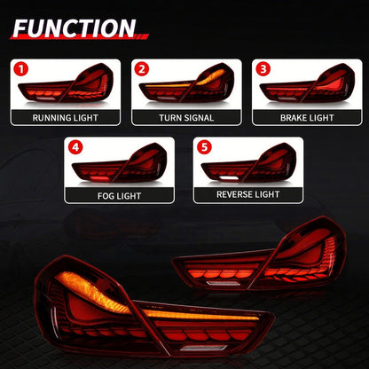 Sidnar Auto Taillight for BMW 6 Series F06 F12 F13 2010-2017 Modified LED Dragon Scale Water Turn Signal Taillights Assembly