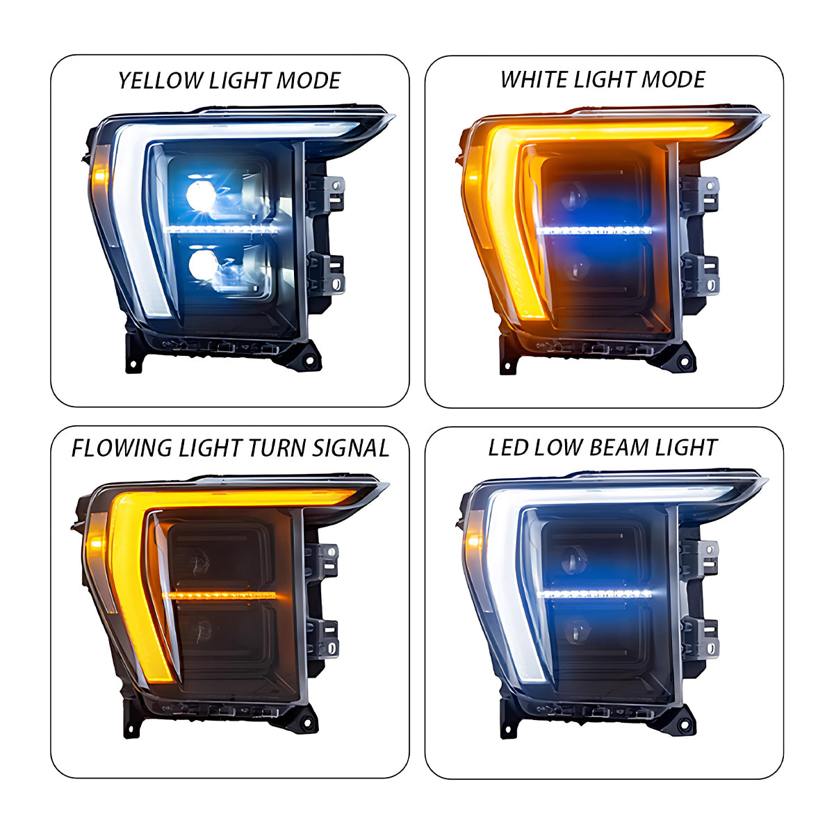 LED Headlight for Ford Raptor F150 2021-2023 Black Housing With DRL Sequential Turning Signal Head Lamp 21-23