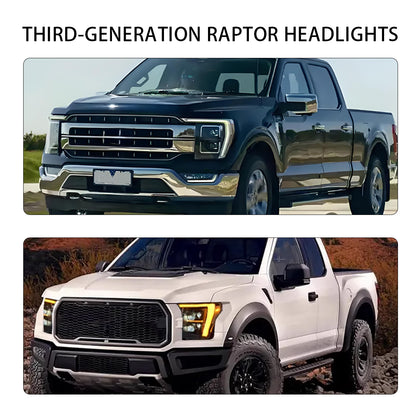 LED Headlight for Ford Raptor F150 2021-2023 Black Housing With DRL Sequential Turning Signal Head Lamp 21-23