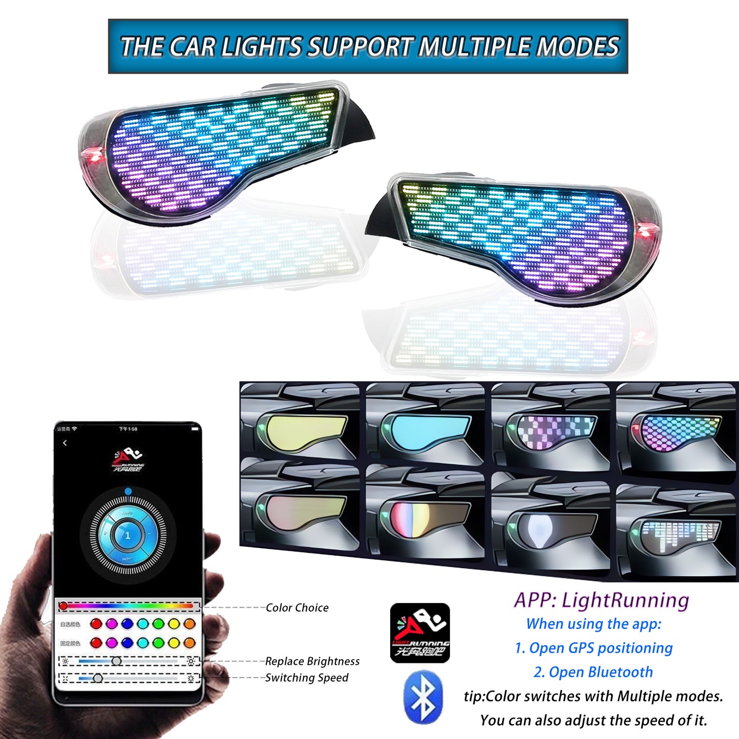 SINDAR Car Digital Taillights Accessories for Toyota GT86 and Subaru BRZ GT86 2012-2023 RGB LED Tail Lights Parts 12-23