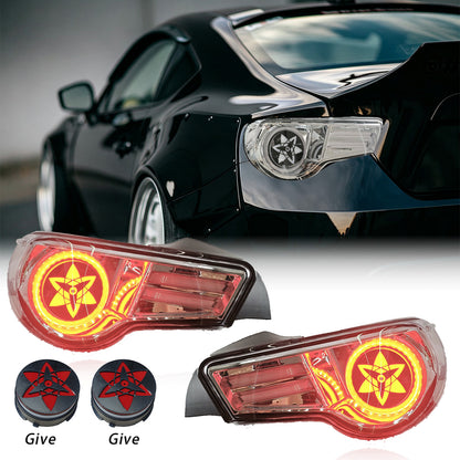 Red star-pattern LED taillights displayed with a black GT86 sports car