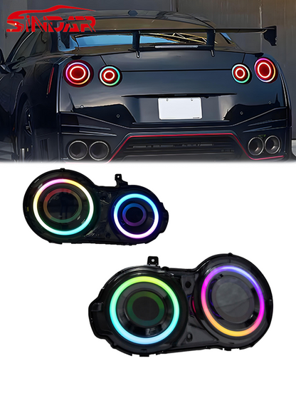 SINDAR 2-pcs New LED RGB Tail Lamp Modified Taillight for Nissan GT-R GTR R35 2009-2025