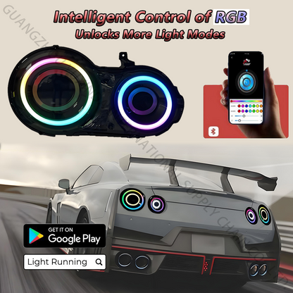 SINDAR 2-pcs New LED RGB Tail Lamp Modified Taillight for Nissan GT-R GTR R35 2009-2025