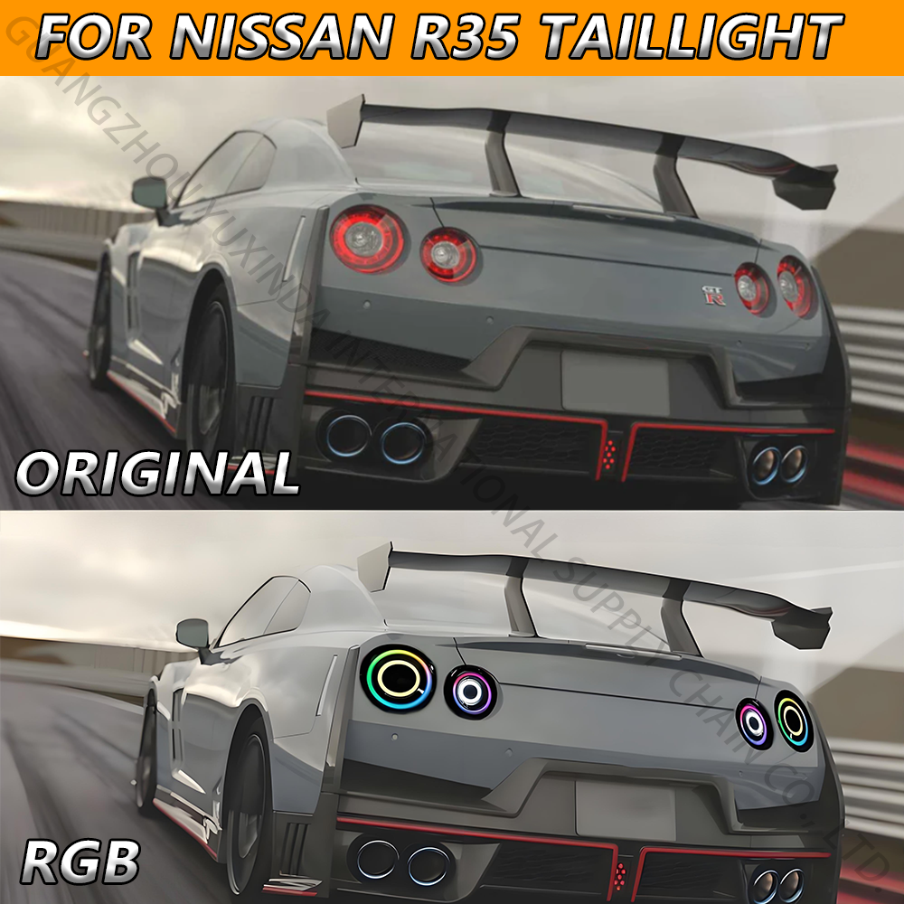 SINDAR 2-pcs New LED RGB Tail Lamp Modified Taillight for Nissan GT-R GTR R35 2009-2025