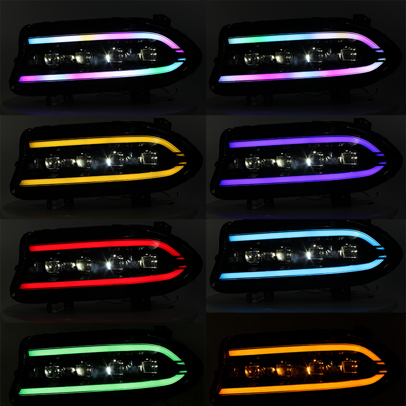 SINDAR RGB Animated Headlight Assembly Modified LED DRL for Dodge Charger SRT HellCat 2015-2021 Facelift 7th Gen 15-21 Wholesale