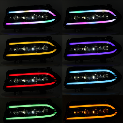 SINDAR RGB Animated Headlight Assembly Modified LED DRL for Dodge Charger SRT HellCat 2015-2021 Facelift 7th Gen 15-21 Wholesale